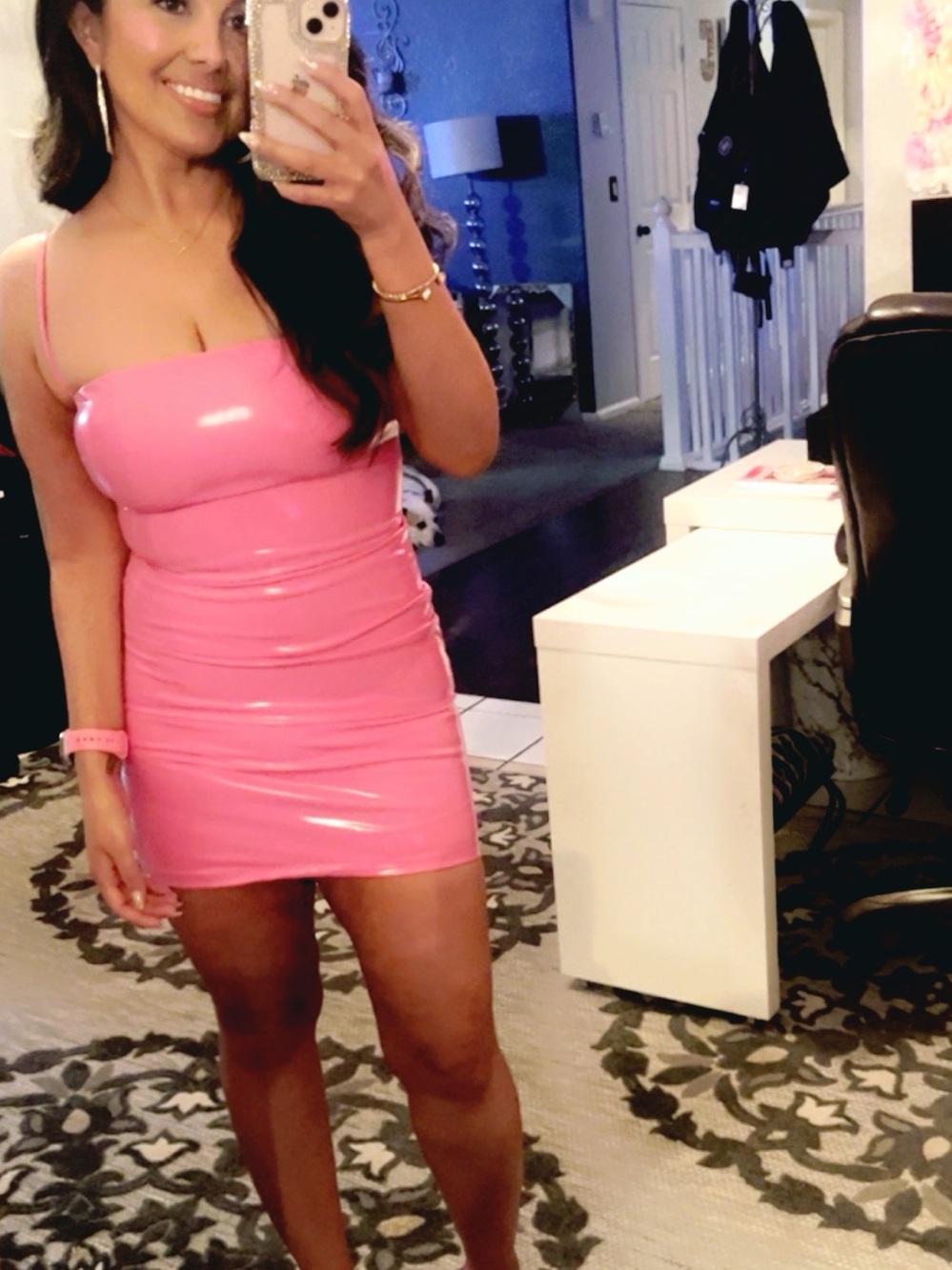 naked wardrobe Hot Pink Latex-Effect Mini Dress - Picture 10 of 12